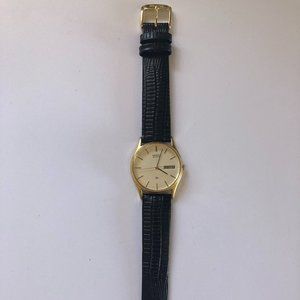 Men's Seiko Watch with Black Leather Speidel Band
